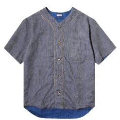 IDG LINEN BAMBOO STRIPE BASEBALL SHIRT