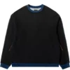 FLEECE KNIT X DENIM QUILTING NAVY 2TONES BIG SWEAT