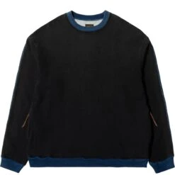 FLEECE KNIT X DENIM QUILTING NAVY 2TONES BIG SWEAT