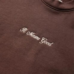 EMBROIDERY SCRIPT LOGO CREWNECK SWEATER -Apparel Promotion Store itmeansgoodEMBROIDERYSCRIPTLOGOCREWNECKSWEATERCHOCOLATE CREMES11720 3