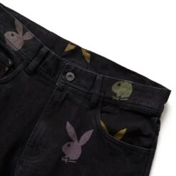Pleasures X PLAYBOY SCATTER DENIM -Apparel Promotion Store pleasuresXPLAYBOYSCATTERDENIMBLACK30P22PB033 BLACK 3